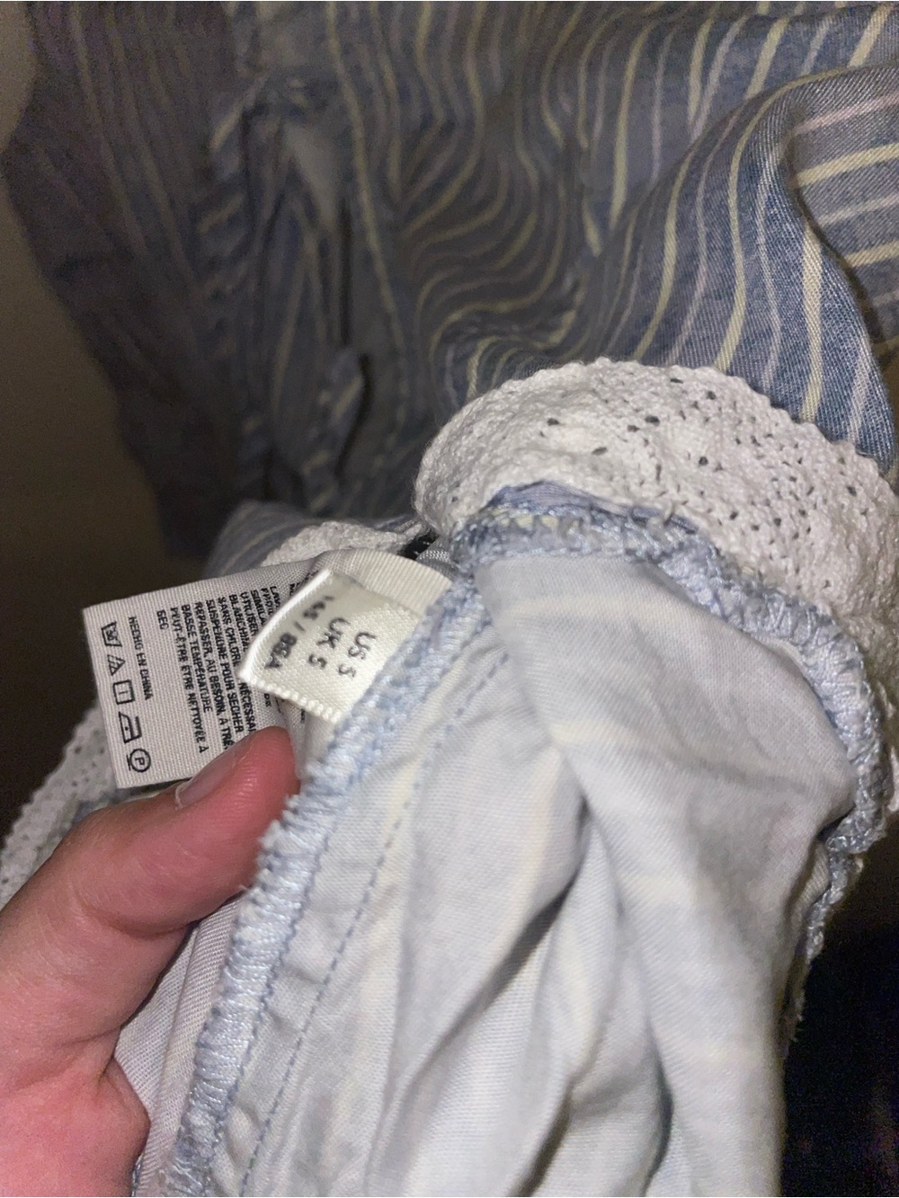 Free People Blue Striped Lace-Trim Sleeveless Top - Picture 3 of 4